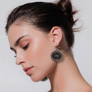 Silver and Black Earrings